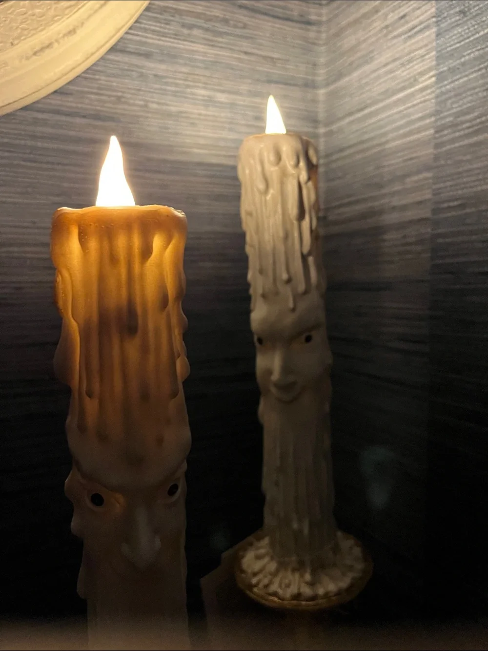 Decorative White Face Drip Candle on Gold Pedestal — Whimsical Home Accent - Picture 8 of 8